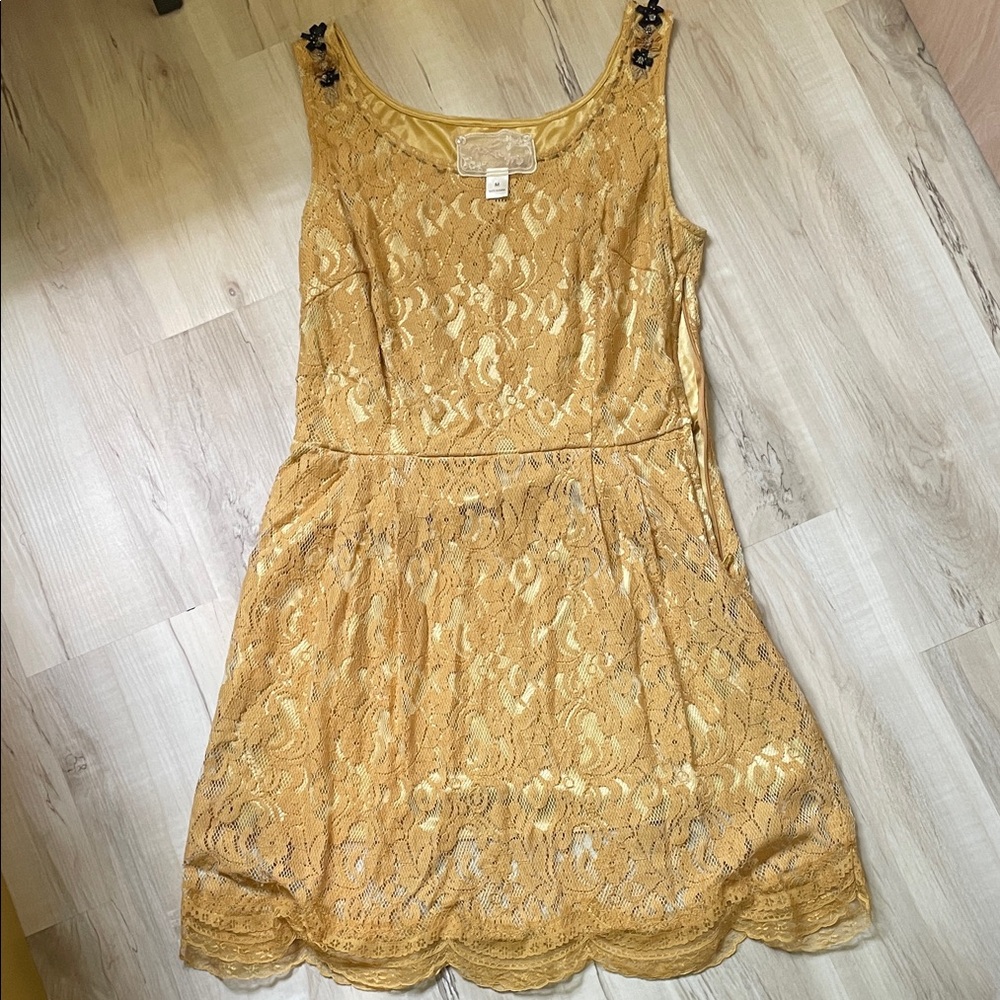 Nick & Mo Gold Lace Mini Dress